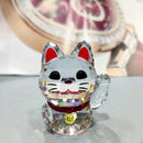 GobekUsa Crystal Lucky Cat Glass Figurine - Fengshui Home Decor & Paperweight