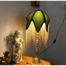 GobekUsa Bamboo Leaf Jacquard Bedside Lampshade with Tassels