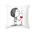 GobekUsa Love Heart Sketch Couple Pillow Cover 45X45CM Peah Skin Print