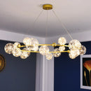 GobekUsa Golden Ring Glass Ball Chandelier with Remote Control for Living Dining Room