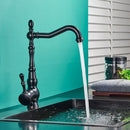GobekUsa Black Bronze Kitchen Faucet Deck Mounted 360° Rotation Hot Cold Mixer Tap