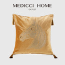 GobekUsa Gold Rhinestone Square Pillow Case with Tassels Luxury Accent Decorative Cover