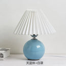 GobekUsa Japanese Ceramic Table Lamps Living Room Pleated Skirt Lampshade Warm Bedroom Lighting