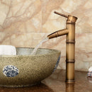 GobekUsa Antique Brass Bamboo Basin Faucet Single Handle Hot Cold Water Tap