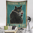 GobekUsa Black Cat Tarot Tapestry: Psychedelic Hippie Wall Hanging Room Decor