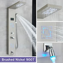 GobekUsa LCD Black LED Rainfall Shower Panel with 5 Massage Jets Wall Mount