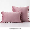 GobekUsa Fringed Tassel Velvet Pillowcase 50x50cm/30x50cm in Popular Light Colors