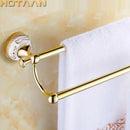 GobekUsa 60cm Double Towel Bar with Ceramic Gold Finish for Bathroom Accessories.