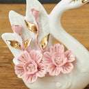 GobekUsa Elegant Swan Sculpture Figurines Pair for Home Décor & Wedding Gift