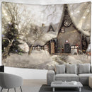 GobekUsa Christmas Snow House Tapestry Wall Hanging Landscape Art Home Decor