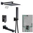 GobekUsa Black Brass Shower Faucet with 2-Way Mixer, Handshower and Rainfall Head