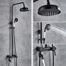 GobekUsa Black Bronze Bathroom Shower Set with 8" Rainfall Head - Wall Mounted