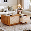 Modern Extendable Wood Coffee Table with Hidden Storage — Two-Tone Design