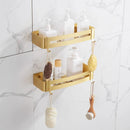 GobekUsa Brushed Gold Aluminum Corner Shower Shelf with Soap Dish
