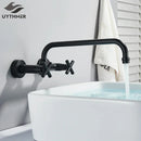 GobekUsa Black Kitchen Faucet: Wall Mounted Swivel Mixer Tap for Bath Sink