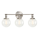 GobekUsa Black 3-Light Wall Sconce Bathroom Vanity Fixture with Round Glass Canopy