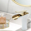 GobekUsa Grey Waterfall Brass Basin Faucet - Hot Cold Mixer Tap for Bathroom Sink