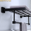 GobekUsa Black Towel Rack: Wall-mounted Aluminium Bathroom Accessories