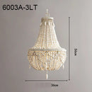 GobekUsa French Country Wood Bead Chandelier: 3/5 Lights Princess Decorative Hanging Fixture