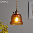 GobekUsa Green Glass LED Pendant Light - Japanese Style Nordic Copper Hanging Lamp