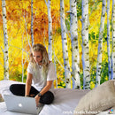 GobekUsa Birch Forest Starry Sky Wall Tapestry: Psychedelic Hippie Mandala Landscape Art