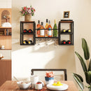 Heavy-duty Wall Mounted Wine Rack with Glass Holder Metal Frame 8-Bottle Holder-Rustic Brown by LJGDeals