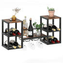 Heavy-duty Wall Mounted Wine Rack with Glass Holder Metal Frame 8-Bottle Holder-Rustic Brown by LJGDeals