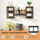 Heavy-duty Wall Mounted Wine Rack with Glass Holder Metal Frame 8-Bottle Holder-Rustic Brown by LJGDeals
