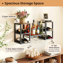 Heavy-duty Wall Mounted Wine Rack with Glass Holder Metal Frame 8-Bottle Holder-Rustic Brown by LJGDeals