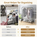 Heavy Duty Clothes Stand Rack with Top Rod and Lower Storage Shelf by LJGDeals