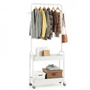 Heavy-Duty Laundry Cart with Hanging Rod and 2 Storage Baskets for Bedroom by LJGDeals
