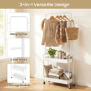 Heavy-Duty Laundry Cart with Hanging Rod and 2 Storage Baskets for Bedroom by LJGDeals