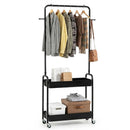 Heavy-Duty Laundry Cart with Hanging Rod and 2 Storage Baskets for Bedroom by LJGDeals