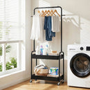 Heavy-Duty Laundry Cart with Hanging Rod and 2 Storage Baskets for Bedroom by LJGDeals