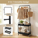 Heavy-Duty Laundry Cart with Hanging Rod and 2 Storage Baskets for Bedroom by LJGDeals