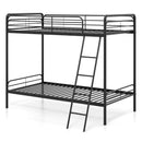 Heavy Duty Metal Bunk Bed with Ladder and Safety Guardrails-Black