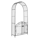 Metal Garden Arch with Gate and Safety Latch - 79" H by LJGDeals
