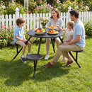 Round Picnic Table for 4 with Umbrella Hole and Iron Seats by LJGDeals