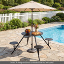 Round Picnic Table for 4 with Umbrella Hole and Iron Seats by DirectDeals