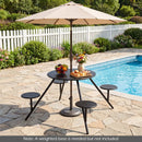 Round Picnic Table for 4 with Umbrella Hole and Iron Seats by LJGDeals