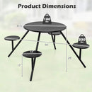 Round Picnic Table for 4 with Umbrella Hole and Iron Seats by LJGDeals