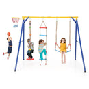 4-in-1 660 lbs Heavy Duty Swing Set for Kids Aged 3-9 Years Old-Yellow by LJGDeals