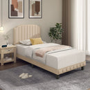 Heavy Duty Upholstered Bed Frame with Rivet Headboard by DirectDeals