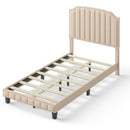 Heavy Duty Upholstered Bed Frame with Rivet Headboard by DirectDeals