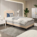 Heavy Duty Upholstered Bed Frame with Rivet Headboard by LJGDeals