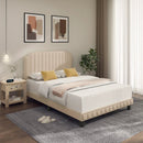 Heavy Duty Upholstered Bed Frame with Rivet Headboard by DirectDeals