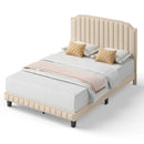 Heavy Duty Upholstered Bed Frame with Rivet Headboard by DirectDeals