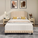 Heavy Duty Upholstered Bed Frame with Rivet Headboard by LJGDeals