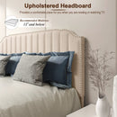 Heavy Duty Upholstered Bed Frame with Rivet Headboard by DirectDeals