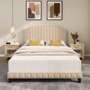 Heavy Duty Upholstered Bed Frame with Rivet Headboard by DirectDeals
